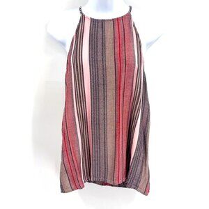 2/$30 Striped Boho Gauzy Sleeveless Halter Neck Tank Top Relaxed Fit Harper